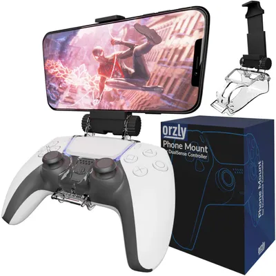 Obrázok produktu pre Orzly Mobile Gaming Clip pre ovládač PS5 DualSense – nastaviteľný stojan/svorkový držiak na telefón Kompatibilný s ovládačom PlayStation 5 Dualsense