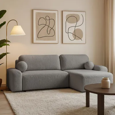 Produktbild von Ecksofa NOEL mit Schlaffunktion, Bettkasten & universeller Ottomane, Dunkelgrau
