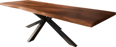 Produktbild von Esstisch Baumkante massiv Akazie nussbaumfarben 350 x 120 Spider-Gestell Metall schwarz TITAN
