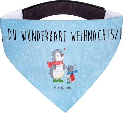Produktbild von Mr. & Mrs. Panda Dreieckstuch Smörle Winterzeit - Eisblau - Geschenk, Hundehalstuch, Weihnachten Grüße, Hunde Hals Tuch, Weihnachtsgruß, Halstuch Hund, Bandana, Für