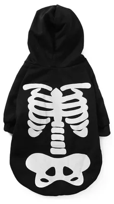 Obrázek produktu pro Kostým psí lebky svítící ve tmě, 1 díl, Halloweenský kostým se světelným potiskem, pro malé až střední psy