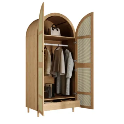 Produktbild von Kleiderschrank mit gebogenen Türen, Großzügiger Stauraum, Mit Kleiderstange und Schubladen, Kleiderschrank, für Schlafzimmer und Eingangsbereiche