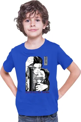 Produktbild von Kinder T-Shirt Demon Anime Slayer Kimetsu No Yaiba Tanjiro Nezuko Kamado 003, 5-6 Jahr - 116 / Blau