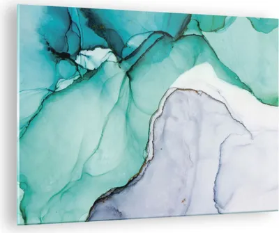 Produktbild von Bilder auf glas - Einteilig - Abstraktion Marmor Türkis - 70x50cm - Glasbilder - Wandbilder - Bilder - zum Aufhängen bereit - Wanddekoration aus Glas - Glas Bilder - Wandbild auf Glas - GAA70x50-4553
