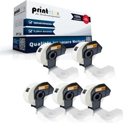 Produktbild von Print-Klex 5x Kompatible Etiketten-Rollen kompatibel mit Bother P-Touch DK-11203 P-Touch QL580Series P-Touch QL650TD P-Touch QL700 P-Touch QL710W P-Touch QL720NW DK11203 DK 11203 17x87 mm Office Quantum Serie