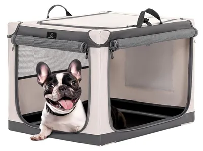 Immagine prodotto di Trasportino pieghevole per cani, grigio, 49 x 46 x 66 cm, rete Oxford, fondo impermeabile