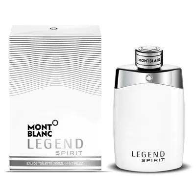 A product shot of Mont Blanc Legend Spirit Eau de Toilette for Men, showing both the bottle and its packaging.