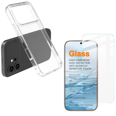 Obrázek produktu pro Pouzdro na mobil + ochranné sklo 9H pro Honor 600, TPU, tenké, sada 2 v 1, průhledné