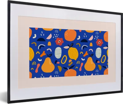 Produktbild von MuchoWow® Gerahmtes Poster Lebensmittel - Birnen - Zitrone - Obst - Pastell 60x40 cm - Poster mit Schwarzem Bilderrahmen Wandposter Rahmen Foto Bilder - Schlafzimmer - Plakat in Rahmen - Drucken