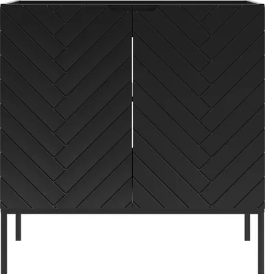 Produktbild von Waschbeckenunterschrank 80 cm breit in schwarz matt mit gefräster Front ANGERA-140