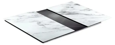 Image de Planches à découper en verre et plaques de protection pour cuisinière - Lot de 2 - 60 x 52 cm - Hygiéniques - Faciles à nettoyer - Blanc