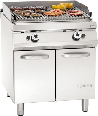 Produktbild von Bartscher Lavasteingrill Serie 900 Standgerät 2 Heizzonen V-Rost 750x505 mm 24 kW