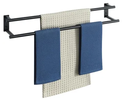 Produktbild von Handtuchhalter für Badezimmer und Küche 80 cm - Edelstahl Handtuchregal Schwarz