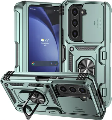Obrázek produktu pro Hybridní pouzdro na Samsung Galaxy Z Fold 6 s prstencovým stojánkem, krytem na pant a posuvným krytem fotoaparátu Zelený