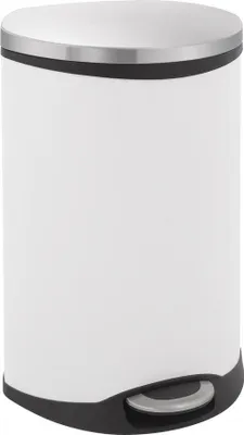 Image de EKO - Shell Bin Poubelle à pédale 50 litres - Steel Plastic - Blanc, inox mat