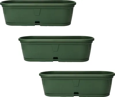 Produktbild von 3x Blumenkasten länglich 50 cm grün