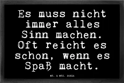 Produktbild von Mr. & Mrs. Panda fußmatte Es muss nicht immer... 40 x 60 cm - Schwarz - Geschenk, Schmutzfangteppich, Glizer Spruch Sprüche Weisheiten Zitate Lustig Weisheit Worte, Spass