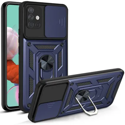 Produktbild von Outdoor Panzer Hülle für Samsung Galaxy A51 mit Kameraschutz Ringhalter  Blau