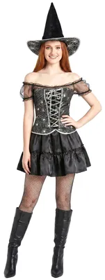 Produktbild von y Hexe Halloween Kostüm schwarz-silber - M/L