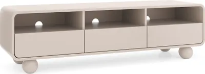 Produktbild von Kaschmir TV-Schrank mit Regalen und Türen – Modernes Design, kugelförmige Beine, 160 x 44 x 39 cm