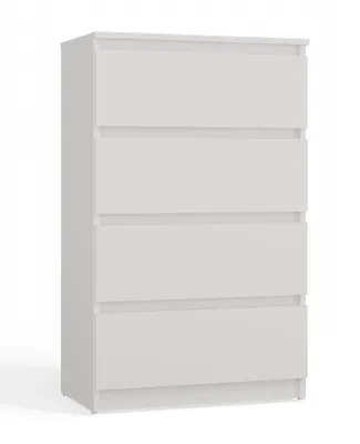 A white chest of drawers photographed from the front against a white background.