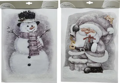 Produktbild von Kaemingk Fensterbilder Schneemann Weihnachtsmann 10 x 29,5 x 40 cm