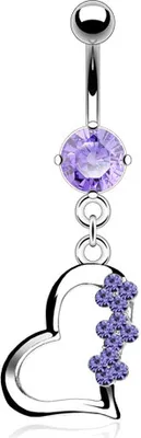 Produktbild von Bauchnabel Piercing Herz Liebe Zirkonia Strass Kristalle Anhänger 316L Edelstahl  10 mm