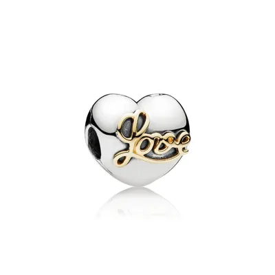 Produktbild von Pandora Charm Clip Goldene Schrift Love Sterlingsilber 14K Gold 791735