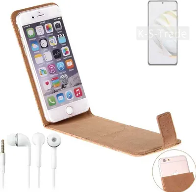 Produktbild von K-S-Trade Schutzhülle mit Kopfhörer kompatibel mit Huawei nova 10 SE Handyhülle Cover Kork Tasche Flipstyle Case