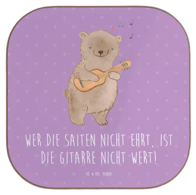 Produktbild von Mr. & Mrs. Panda Untersetzer Glas Gitarre Wert - Lavendeltraum - Geschenk, Musiker, Tasse, Liebe, Leidenschaft, Lernen, Flaschenuntersetzer, Musik, gläseruntersetzer