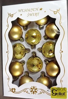 Produktbild von Set mit 12 goldkarierten Kunststoffkugeln