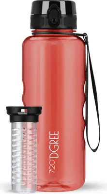 Produktbild von uberBottle crystalClear Trinkflasche mit Fruchtbehälter 1500ml / Imperial Red/ 720DGREE