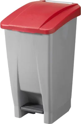 Image de Poubelle gris-rouge de 60 litres pour la maison et le bureau