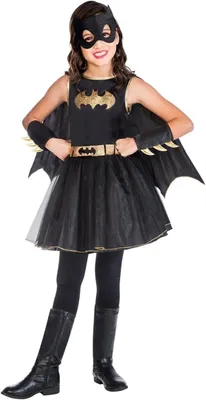 Produktbild von Amscan Mädchen Kinderkostüm Batgirl Kleid Umhang 3-4 Jahre Fasching Karneval
