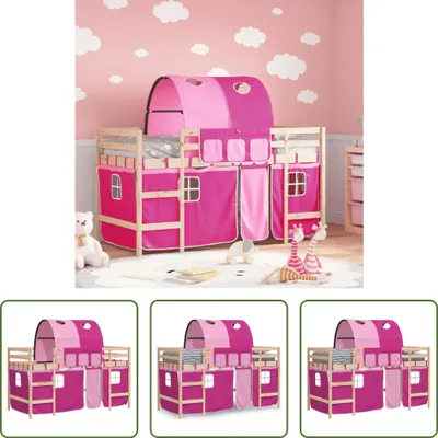 Produktbild von The Living Store Kinderhochbett mit Tunnel Rosa 80x200 cm Massivholz Kiefer