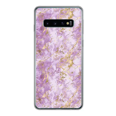 Produktbild von MuchoWow® Handyhülle Schutzhülle Hülle für Samsung Galaxy S10 Gold - Marmor - Muster - Lila Silikon Softcase Handy Hülle - Handytasche
