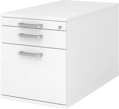 Produktbild von bümö office Rollcontainer - mit Hängeregistratur - Nachbildung: Weiß, Griff: Chromgriff (Metall)