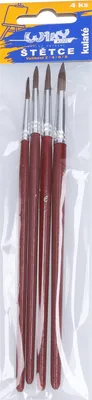 Produktbild von Pinselset mit 4 Flachpinseln aus Holz in den Größen Nr. 2, 4, 6 und 8