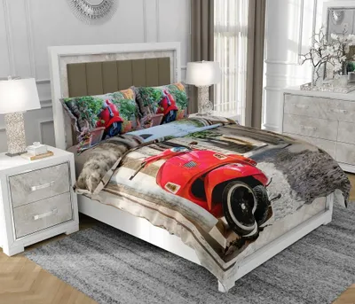 Produktbild von Bettwäsche 200x220 cm + 2x70x80 cm, 3-teilig, 100% Baumwolle, Satin, Reißverschluss, Bunt - SOVIO | So.0167
