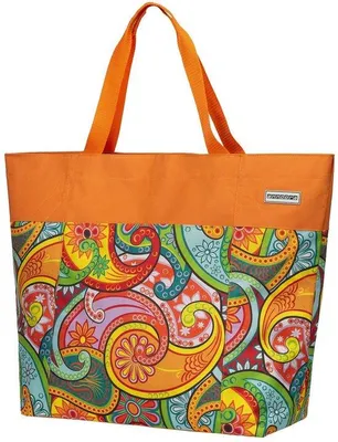 Produktbild von Oversized StrandtascheEinkaufstasche - orange Paisley - XXL Tasche - Paisley
