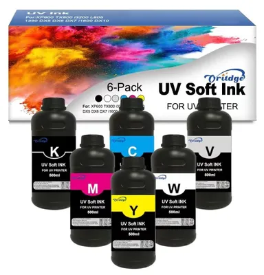 Immagine prodotto di Inchiostro UV da 500 ml, adatto per materiali flessibili e stampanti UV