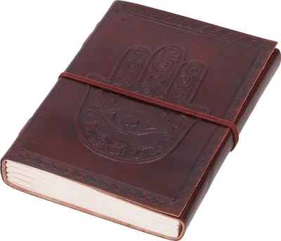 Produktbild von Lederbuch, Notizbuch, Tagebuch, Schreibbuch mit Ledereinband 100 Seiten - Hamsa Hand 12*17 cm, Braun, Papier,Leder, Notizbücher & Tagebücher