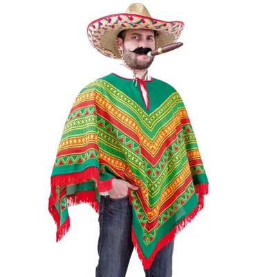 Produktbild von Erwachsenenkostüm Poncho in Grün Mexiko (XL)