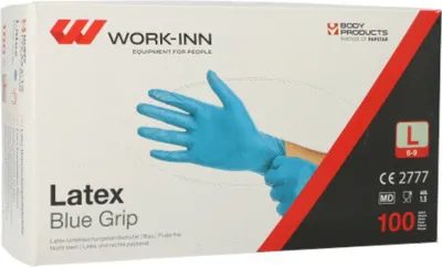 Produktbild von 100 Handschuhe, Latex puderfrei blau "Blue Grip" Größe L