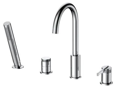Produktbild von Avapax | Badewannenarmatur 4-loch - Gebürstetes Gold - Messing - 1 Stück - Aurevo
