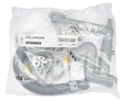Image de Siphon LILLVIKEN pour lavabos avec un trop-plein - compatible avec les éviers IKEA - gris