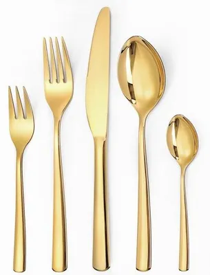 Imagen del producto de Ibenzoa® Elegante juego de cubiertos de 60 piezas para 12 personas – acero inoxidable con acabado dorado, incluye: 12 cuchillos, 12 tenedores, 12 cucharas de sopa, 12 tenedores de postre y 12 cucharaditas