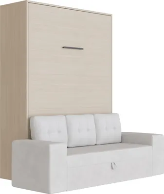 Produktbild von Schrankbett mit Sofa Sandgrau M3 140x200 Vertikal Kaiserberg Eiche