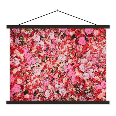 Produktbild von MuchoWow® Textilposter Blumen - Farben - Rosen 150x113 cm mit holzfarbenen Rahmen - Poster