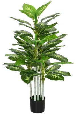 Produktbild von Kunstpflanze, Kunststoff-Pflanze, Zementtopf, Indoor und Outdoor, 120 cm, Grün